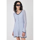 L/BLU1 | EYELET LACE KNIT ミニドレス | MOUSSY OUTLET