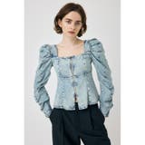 L/BLU1 | AGING DENIM BUSTIER ブラウス | MOUSSY OUTLET