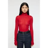 RED | SHEER TURTLE NECK ニットトップス | MOUSSY OUTLET