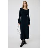 BLK | SQUARE NECK ロングニットドレス | MOUSSY OUTLET