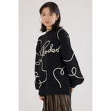 BLK | Embroideryラインロゴニットトップス | RODEO CROWNS WIDE BOWL