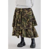 迷彩 | CAMOランダムティアードスカート | RODEO CROWNS WIDE BOWL