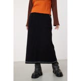 BLK | スウェットライクカラーステッチニットスカート | RODEO CROWNS WIDE BOWL