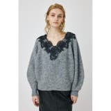 GRY | LACE TRIMMED V NECK セーター | MOUSSY OUTLET