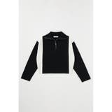 BLK | BICOLOR ZIP UP ニット | MOUSSY OUTLET