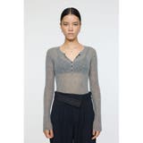 T.GRY | SHEER HENRY NECK ニットトップス | MOUSSY OUTLET
