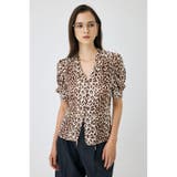柄BRN5 | GATHERED SHOULDER ハーフスリーブブラウス | MOUSSY OUTLET