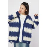 柄NVY5 | Grunge Border Knit カーディガン | RODEO CROWNS WIDE BOWL