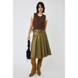 KHA | F/LEATHER TUCKED ミディスカート | MOUSSY OUTLET