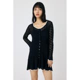 BLK | EYELET LACE KNIT ミニドレス | MOUSSY OUTLET