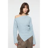 L/BLU1 | ASYMMETRY RIB ニット | MOUSSY OUTLET