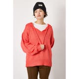 L/RED1 | Vネックニットフーディー | RODEO CROWNS WIDE BOWL