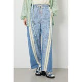 BLU | アソートパターン切り替えラインデニム | RODEO CROWNS WIDE BOWL