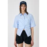 L/BLU1 | STRIPE BACK LACE UP シャツ | MOUSSY OUTLET