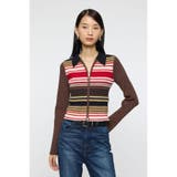 柄BRN5 | STRIPE ZIP UP KNIT シャツ | MOUSSY OUTLET