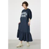 NVY | カレッジ 切替 パフスリーヴ ワンピース | RODEO CROWNS WIDE BOWL