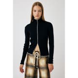 BLK | BI COLOR ZIP UP RIB ニット | MOUSSY OUTLET