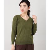 カーキ | <ivory court> cashfeel ワイドリブVネックプルオーバー | B.C STOCK