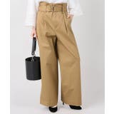 ベージュ | ベルトツキハイウエストチノワイドPT | B.C STOCK