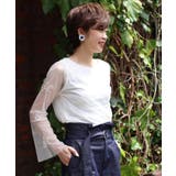 ホワイト | <ivory court> チュールレイヤード カットソーブラウス◆ | B.C STOCK