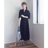 ネイビー | [La Totalite]デシン タック シャツワンピース◆ | B.C STOCK