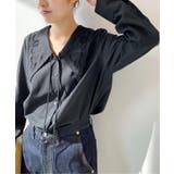 ブラック | <IENA> レース刺繍カラーロングスリーブブラウス◆ | B.C STOCK