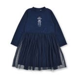 ネイビー | バレエシューズ刺しゅうチュール切替ワンピース(80~150cm) | BeBe