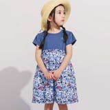 【お揃い】ドビーフラワーガーデンプリント切り替えワンピース(90~150cm) | BeBe | 詳細画像1 