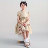 ローズモチーフカールマイヤーパフスリーブドレス(100~140cm) | BeBe | 詳細画像4