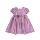パープル | ローズモチーフカールマイヤーパフスリーブドレス(100~140cm) | BeBe