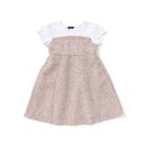 ベージュ | ネップツイードドッキング半袖ワンピース(90~150cm) | BeBe