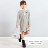 【お揃い】ボーダーリブZIPカラー長袖ワンピース(90~150cm) | BeBe | 詳細画像2