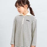 【お揃い】ボーダーリブZIPカラー長袖ワンピース(90~150cm) | BeBe | 詳細画像3