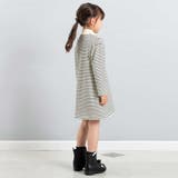 【お揃い】ボーダーリブZIPカラー長袖ワンピース(90~150cm) | BeBe | 詳細画像4