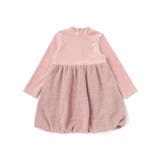 ピンク | ベロア×ファンシーヤーン切り替えハイネックバルーンワンピース(90~140cm) | BeBe