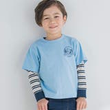 ブルー | キャンプロゴTシャツ×マルチボーダーTシャツセット(90~150cm) | BeBe