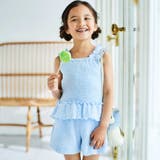 ぽこぽこシャーリングビスチェ+ショートパンツセットアップ(90~140cm) | BeBe | 詳細画像1 