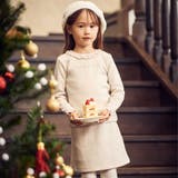 ベージュ | ラメニットフリルトップス+スカート セットアップ(100~140cm) | BeBe