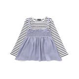 ブルー | ラメジョーゼットシャーリングキャミ+リブボーダー長袖Tシャツセット(90~160… | BeBe