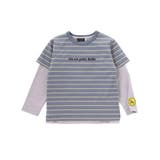 グレー系 | ボーダー半袖Tシャツ+長袖Tシャツセット(90~160cm) | BeBe