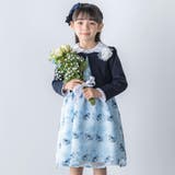 【日本製】オーガンジー花柄リボン刺しゅうワンピース(110~130cm) | BeBe | 詳細画像7 