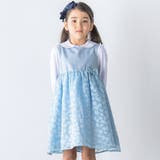 ブルー | 【日本製】シアー花柄切替ワンピース(110~130cm) | BeBe
