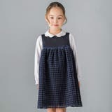 ネイビー | 【日本製】千鳥格子オパールベルベットドレス(100~140cm) | BeBe