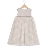 ベージュ | 【日本製】千鳥格子オパールベルベットドレス(100~140cm) | BeBe