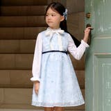 ブルー系 | 【日本製】オーガンジーフラワー刺しゅうドレス(110~130cm) | BeBe