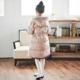 【撥水加工】タフタウエストギャザーファーフード中綿コート(100~160cm) | BeBe | 詳細画像3 