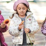 Girlyフラワープリントタフタフード中綿コート | BeBe | 詳細画像1 