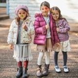 Girlyフラワープリントタフタフード中綿コート | BeBe | 詳細画像3 