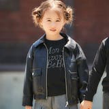 ブラック | フェイクレザージップブルゾン(100~160cm) | BeBe