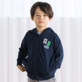 ネイビー | 【抗菌防臭 UVカット】ミラノリブワッペン付きフード長袖ZIPカーディガン(90… | BeBe